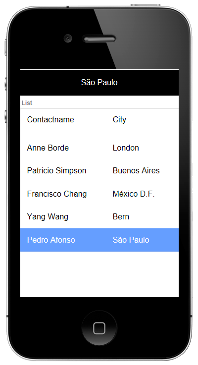 Information from an active row's 'City' field is displayed in a ControlBar using a watch event.